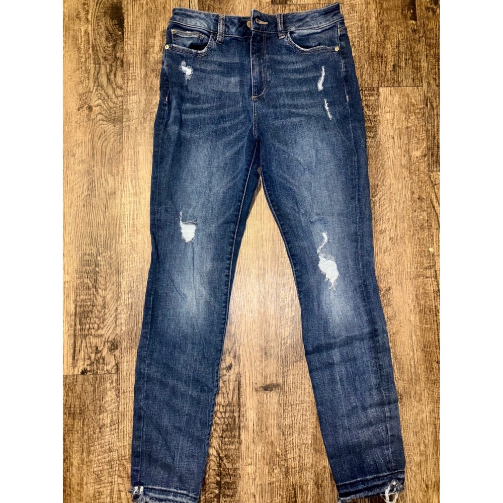 DL1961 Farrow High Rise Instasculpt Skinny Distressed Jeans Dark Wash 28